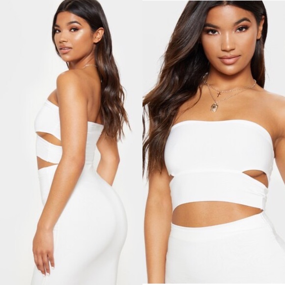 White Slinky Side Cut Out Bandeau - Picture 4 of 6